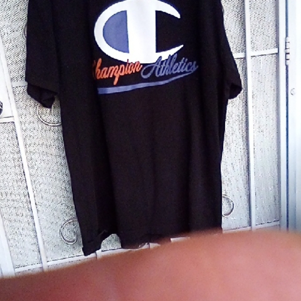 Champion Black Tee with Logo Design